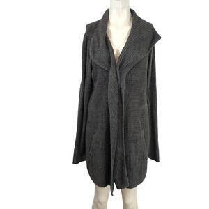 Barefoot Dreams CozyChic Lite Cardigan Charcoal Gray Draped Wrap Sweater 485 L